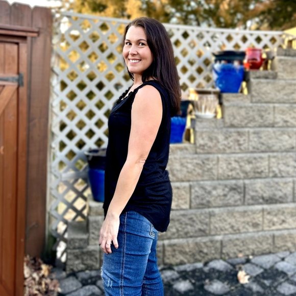 Culture Code Deep V Neck Flared Black Tank Top CAK1558 - Picture 2 of 8